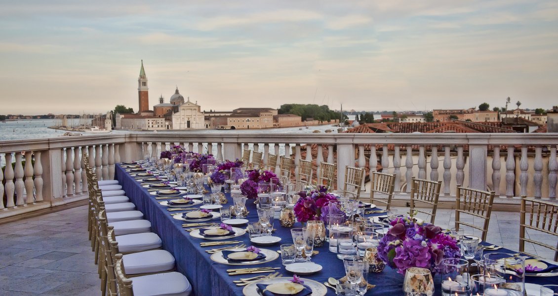 Wedding dinner on a terrace in Venice