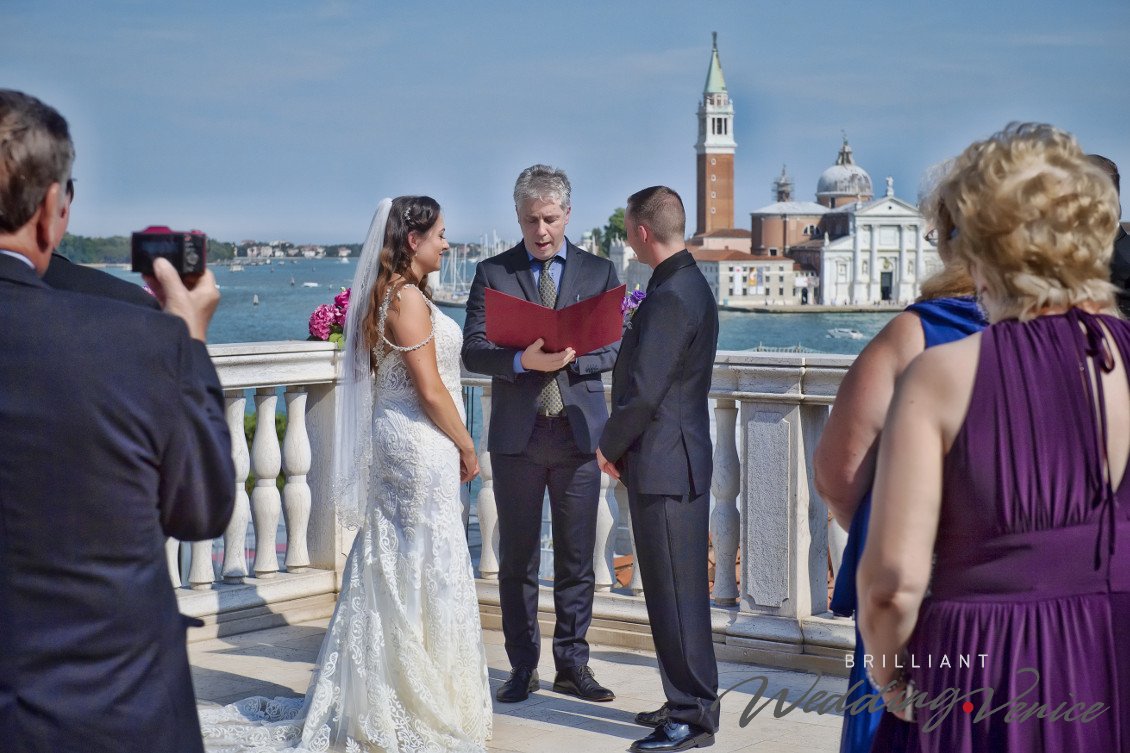 Wedding dinner on a terrace in Venice